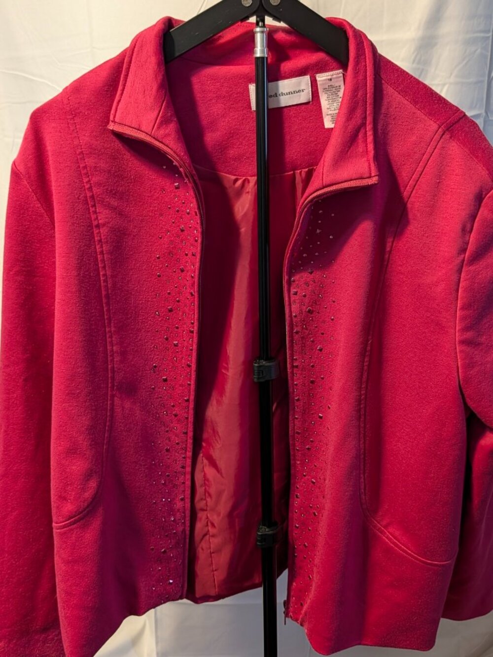 Alfred Dunner Zip Jacket  Size 18 Fuchsia Pink W/Pockets - Dog Show